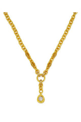 Hesperia Necklace by Amber Sceats - gold necklace with crystal chain and teardrop pendant, designed for elegant elevated styling.