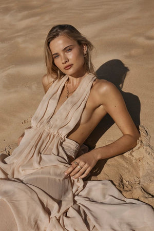 Hesperia Necklace by Amber Sceats - gold necklace with crystal chain and teardrop pendant, designed for elegant elevated styling.