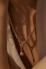 Hesperia Necklace by Amber Sceats - gold necklace with crystal chain and teardrop pendant, designed for elegant elevated styling.