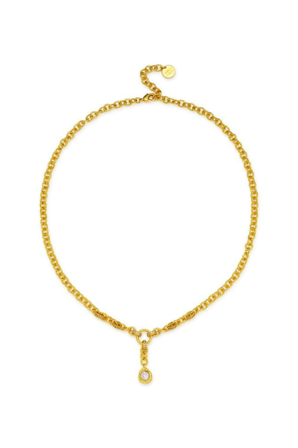 Hesperia Necklace by Amber Sceats - gold necklace with crystal chain and teardrop pendant, designed for elegant elevated styling.
