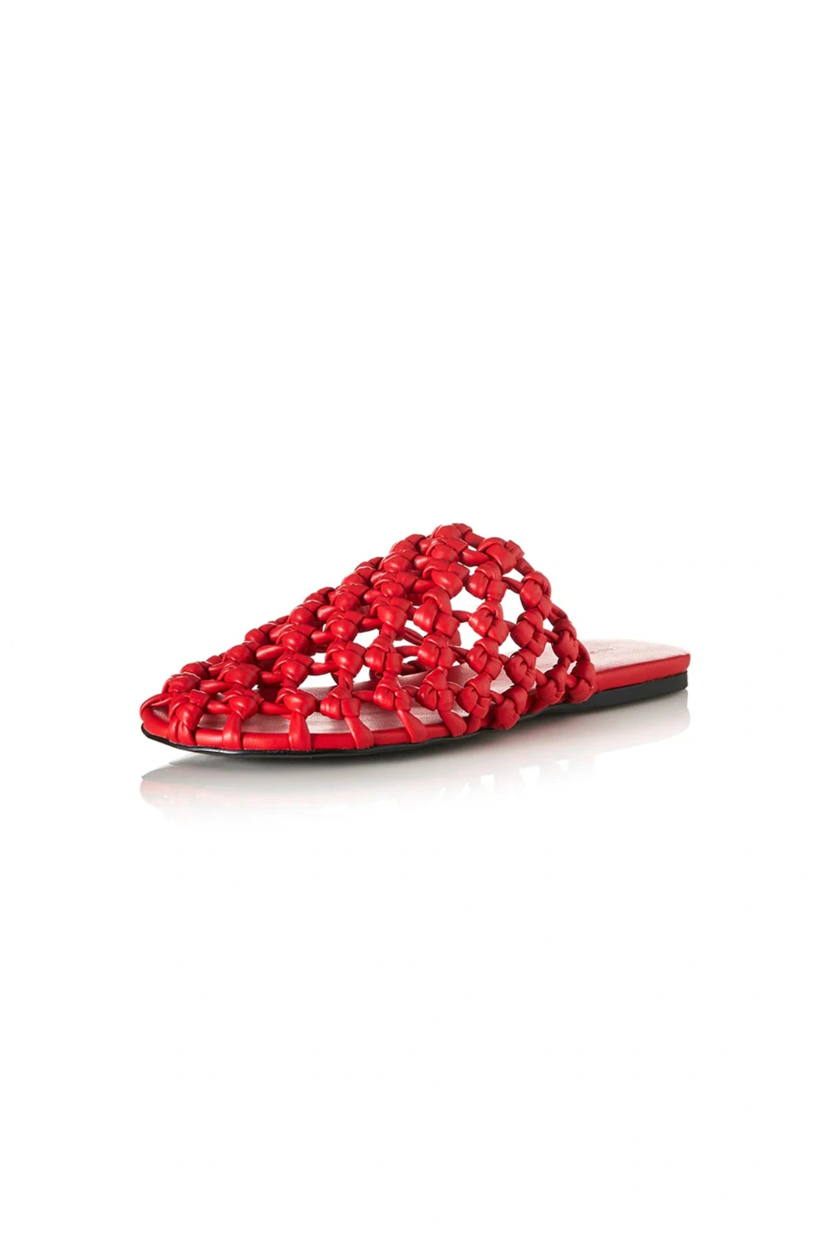 Hezu Scarlet by Alias Mae, leather flat with knotted upper and slip-on fit, a trendy piece perfect for everyday wear or relaxed summer weekends.