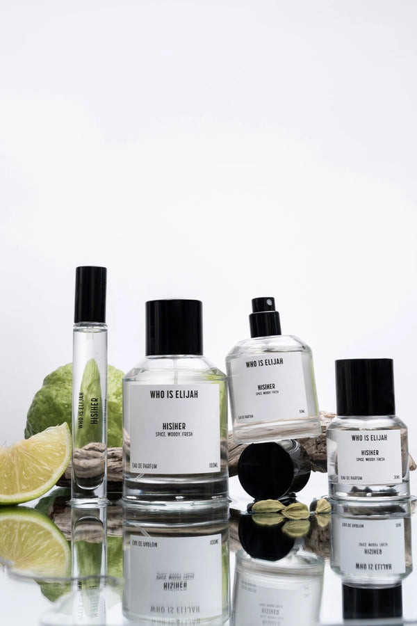 His|Her 50ml by Who Is Elijah, a debut unisex fragrance that captures the thrill, indulgence, and wild side of life.