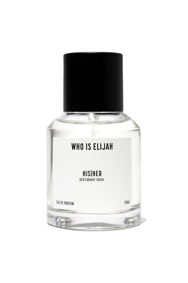 His|Her 50ml by Who Is Elijah, a debut unisex fragrance that captures the thrill, indulgence, and wild side of life.
