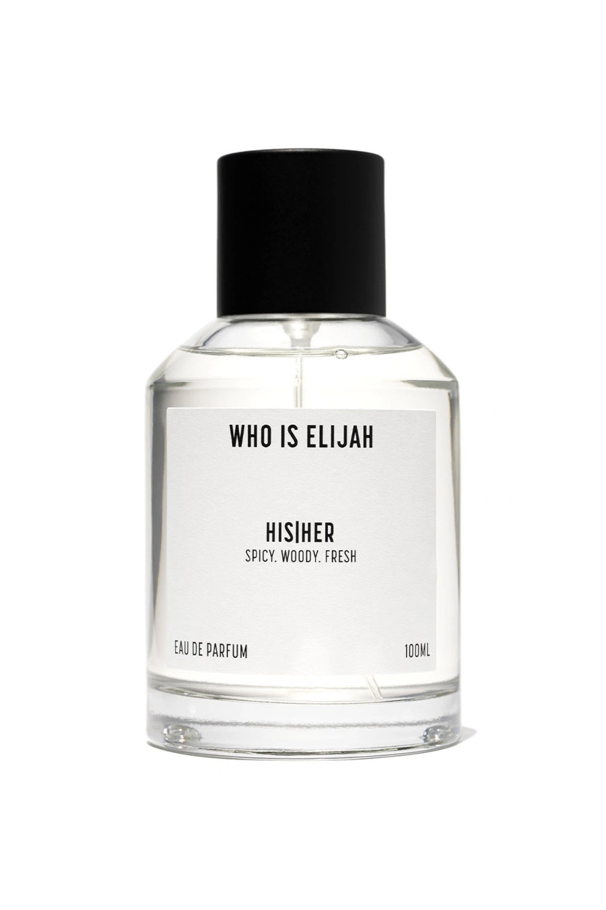 His|Her by Who Is Elijah, a unisex scent blending bergamot, violet leaf, fir needle, sandalwood, musk, amber, and oudh.