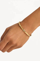 Hope And Protection Cuff by By Charlotte, 18k gold vermeil cuff with polished finish and symbolic design.