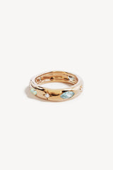 Hope And Protection Ring by By Charlotte, 18k gold vermeil evil eye ring with cubic zirconias and lab-grown opals.