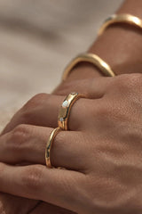 Hope And Protection Ring by By Charlotte, 18k gold vermeil evil eye ring with cubic zirconias and lab-grown opals.