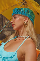 Hot In Here Gold by Emma Pills - gold statement earrings with hammered texture and hollow design, designed for a bold lightweight look.