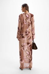 Hotline Moonstone Dress Deco Mocha by Cin Cin - semi sheer dress with keyhole bust and jewel detail, designed for elevated summer styling.
