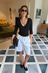 Jaz Mid Rise Bermuda Short Ivory by Sneaky Link, tailored bermuda shorts with mid rise fit, perfect for chic everyday styling