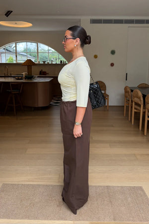 Jaz 3/4 Sleeve V Neck Jersey Top Yellow by Sneaky Link, sculpted V neck top with stretch fit, perfect for day or night styling