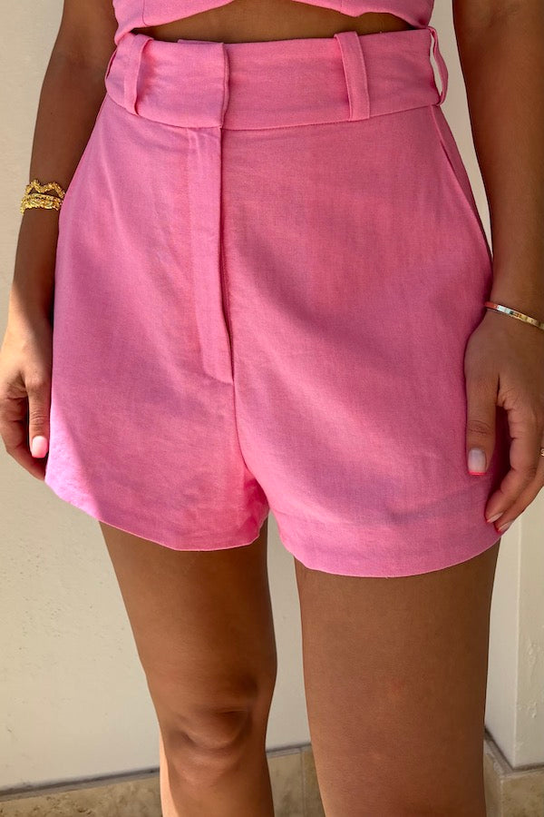 Sneaky Link | Linen Shorts Pink | Girls With Gems