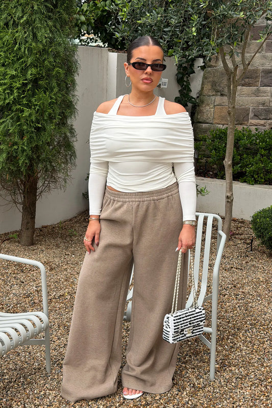 White Jaz layered long sleeve top with a relaxed fit and subtle texture detail on the sleeves.