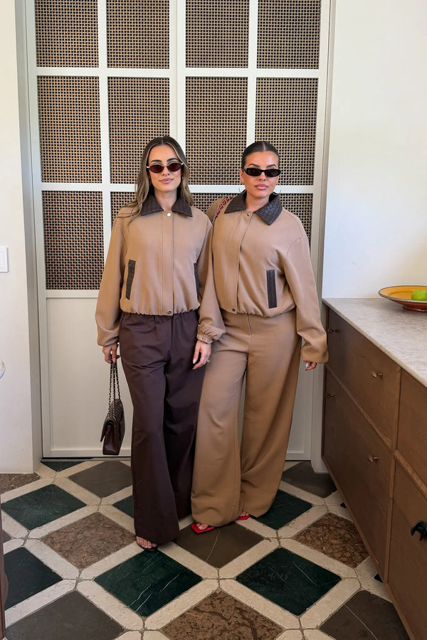 Jaz Wide Leg Tailored Pant Tan by Sneaky Link, high waisted wide leg pants, perfect for work or elevated everyday styling