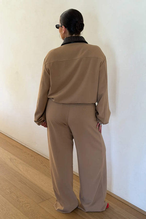 Jaz Braided Collar Jacket Tan Choc by Sneaky Link, cropped jacket with braided collar, perfect for elevated autumn winter styling