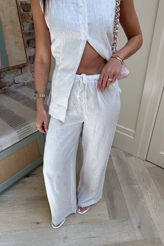 Luna Linen Pant White