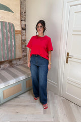 Relaxed Tee Red by Sneaky Link, boxy cotton t shirt with relaxed fit, perfect for everyday casual styling