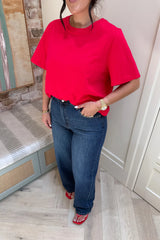 Relaxed Tee Red by Sneaky Link, boxy cotton t shirt with relaxed fit, perfect for everyday casual styling