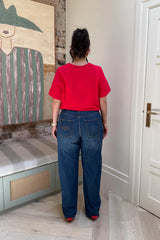 Relaxed Tee Red by Sneaky Link, boxy cotton t shirt with relaxed fit, perfect for everyday casual styling
