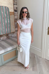 Lefka Maxi Skirt by Sneaky Link, cotton blend maxi skirt with high waist fit. Perfect for summer styling or everyday wear.