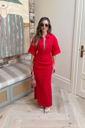 Lefka Midi Dress Red