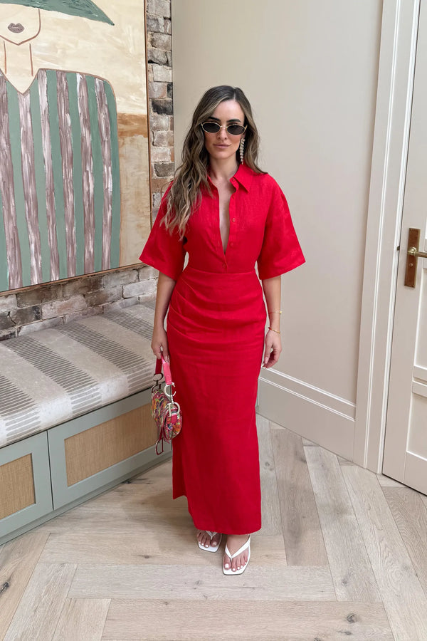 Lefka Midi Dress Red
