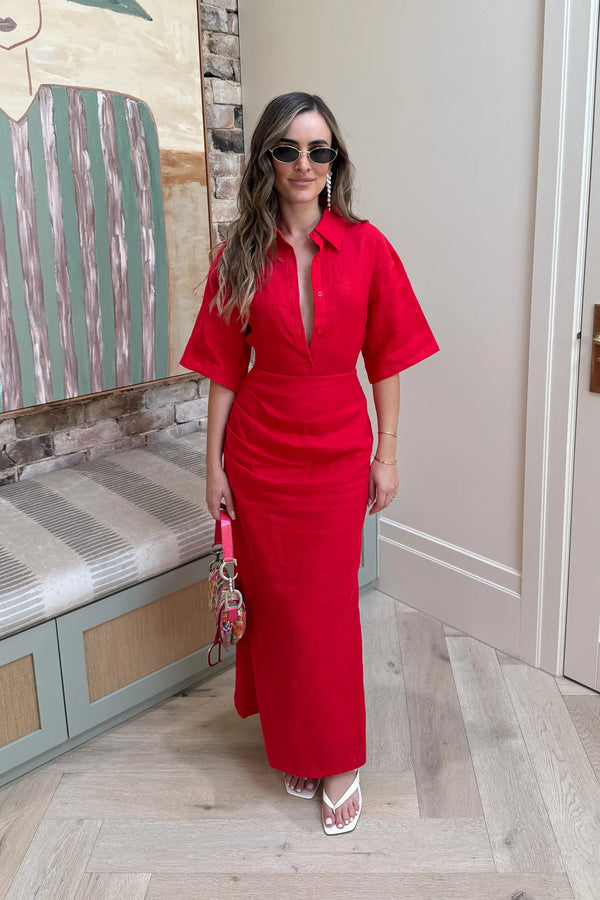 Lefka Midi Dress Red