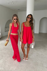 Boston Mini Dress in Red by Sneaky Link, lightweight cotton poplin mini dress with easy summer fit and breathable feel.
