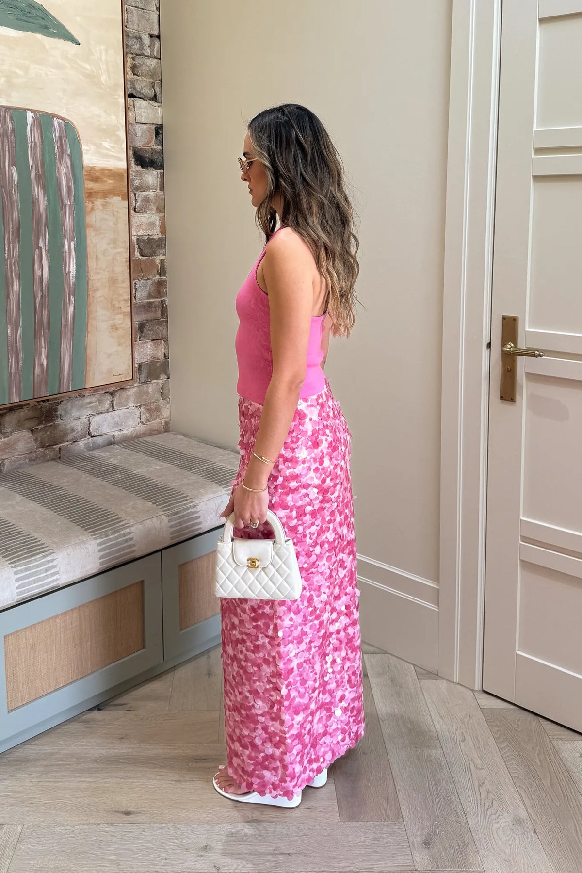 Margot Sequin Midi Skirt Pink