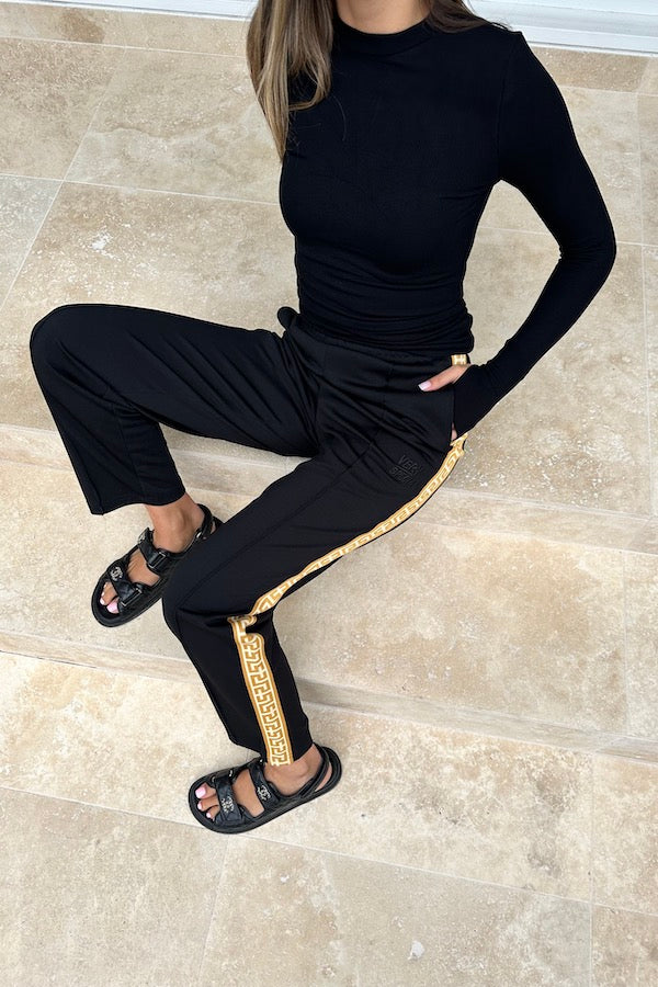 Something Very Special | Black Geo Track Pant | Girls With Gems