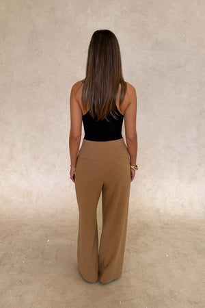Jaz Wide Leg Tailored Pant Tan by Sneaky Link, high waisted wide leg pants, perfect for work or elevated everyday styling