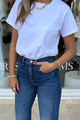 White Tee by Sneaky Link – Trendy loose-fit 100% cotton classic white tee, perfect as a versatile staple for every capsule wardrobe and casual style.