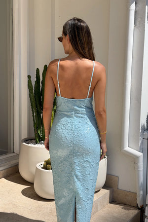 Blair Sequin Lace Midi Dress Blue