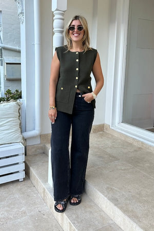 Eva Wide French Black by Neuw Denim, mid-rise tailored A-line with wide leg, flattering long 32” inseam, comfy stretch cotton, perfect for chic casual looks.