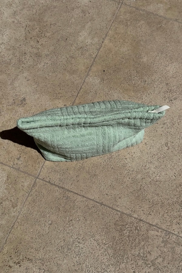 Cali Pouch Mint by Sneaky Link – Trendy terry towelling pouch, compact yet spacious. Perfect for viral summer beach days or stylish daily errands.