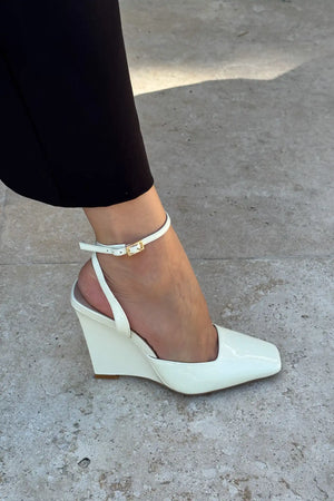 Mona Wedge White Patent Leather