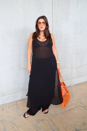 Sheer Tunic Dress Black