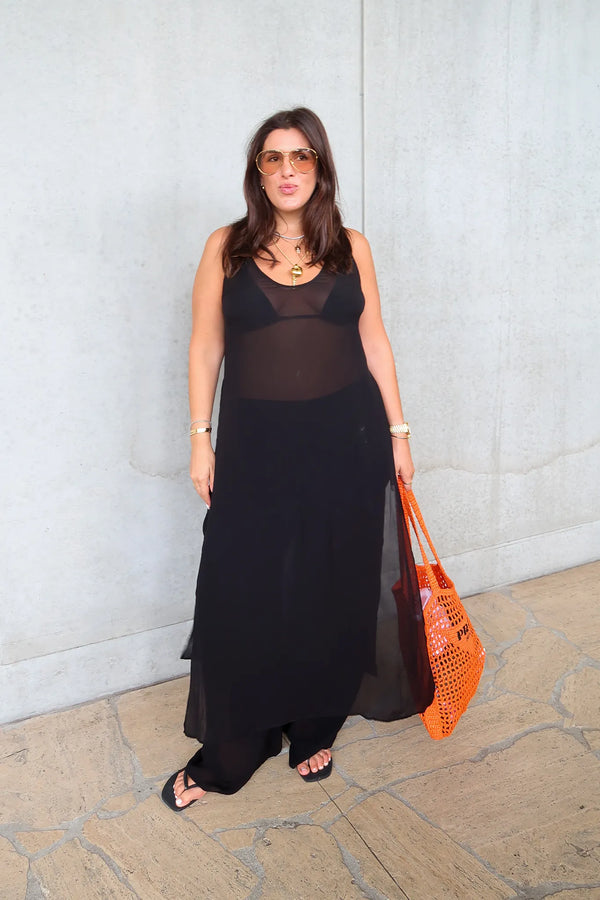 Sheer Tunic Dress Black