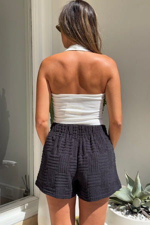 Cali Shorts Black by Sneaky Link – Relaxed fit, breathable 100% cotton shorts with elastic waist. Perfect for trendy summer days and viral casual looks.