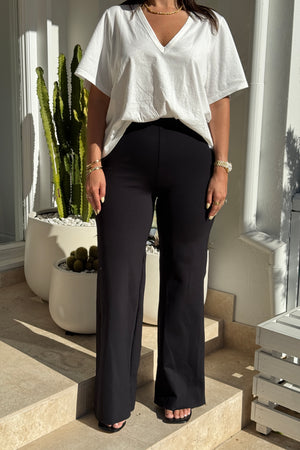 Neoprene Wide Leg Pant Black