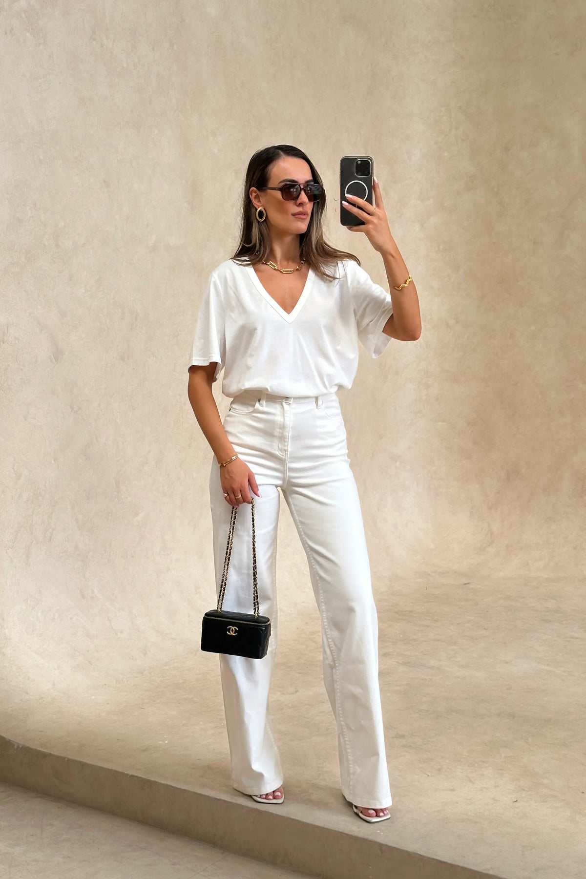 Celine High Rise Stretch Jean White