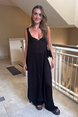 Sheer Tunic Dress Black