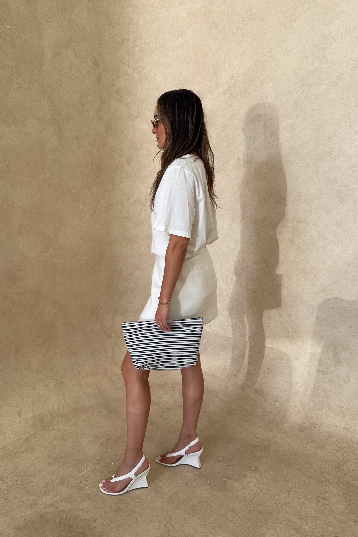 Sneaky Link Carter V Neck Tee White, a relaxed boxy cotton tee with short sleeves and flattering V neckline, perfect for effortless everyday wear.