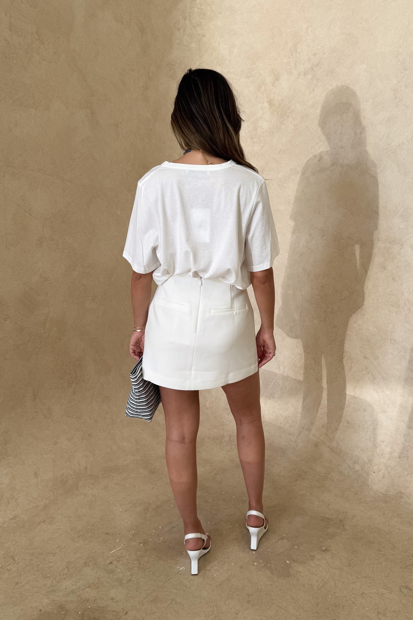 Carter V Neck Tee White — Tees | Girls with Gems