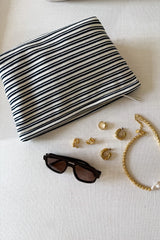Jagger Pouch Navy Stripe by Sneaky Link – a soft towel pouch with zip closure. Perfect for beach days or everyday essentials.