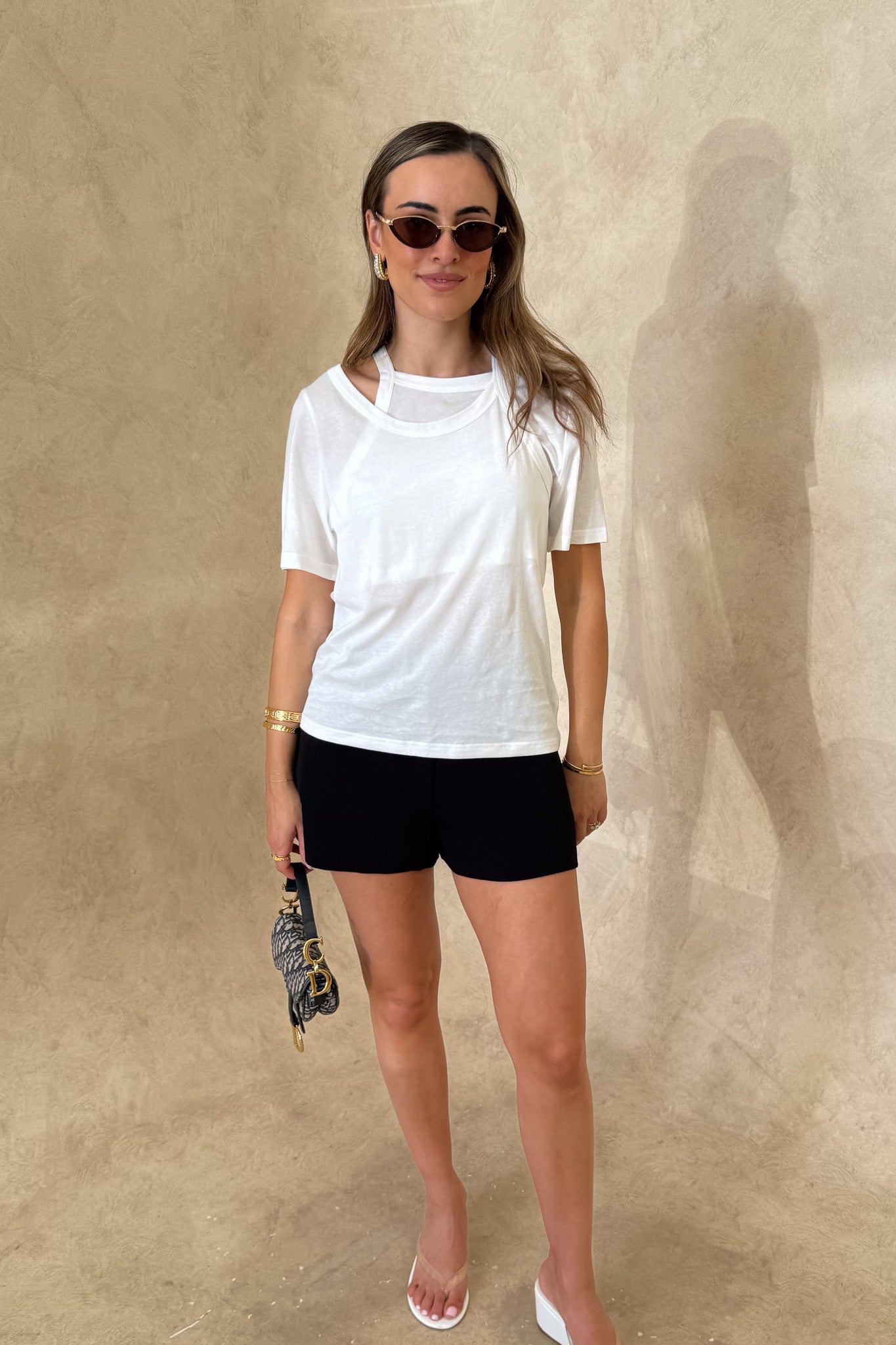 Layered Tee White — Tees | Girls with Gems
