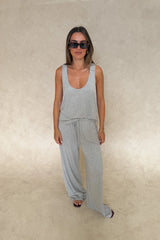 Hunter Tank Top in Grey Marle by Sneaky Link, soft stretch scoop-neck tank with relaxed drape for effortless layering.