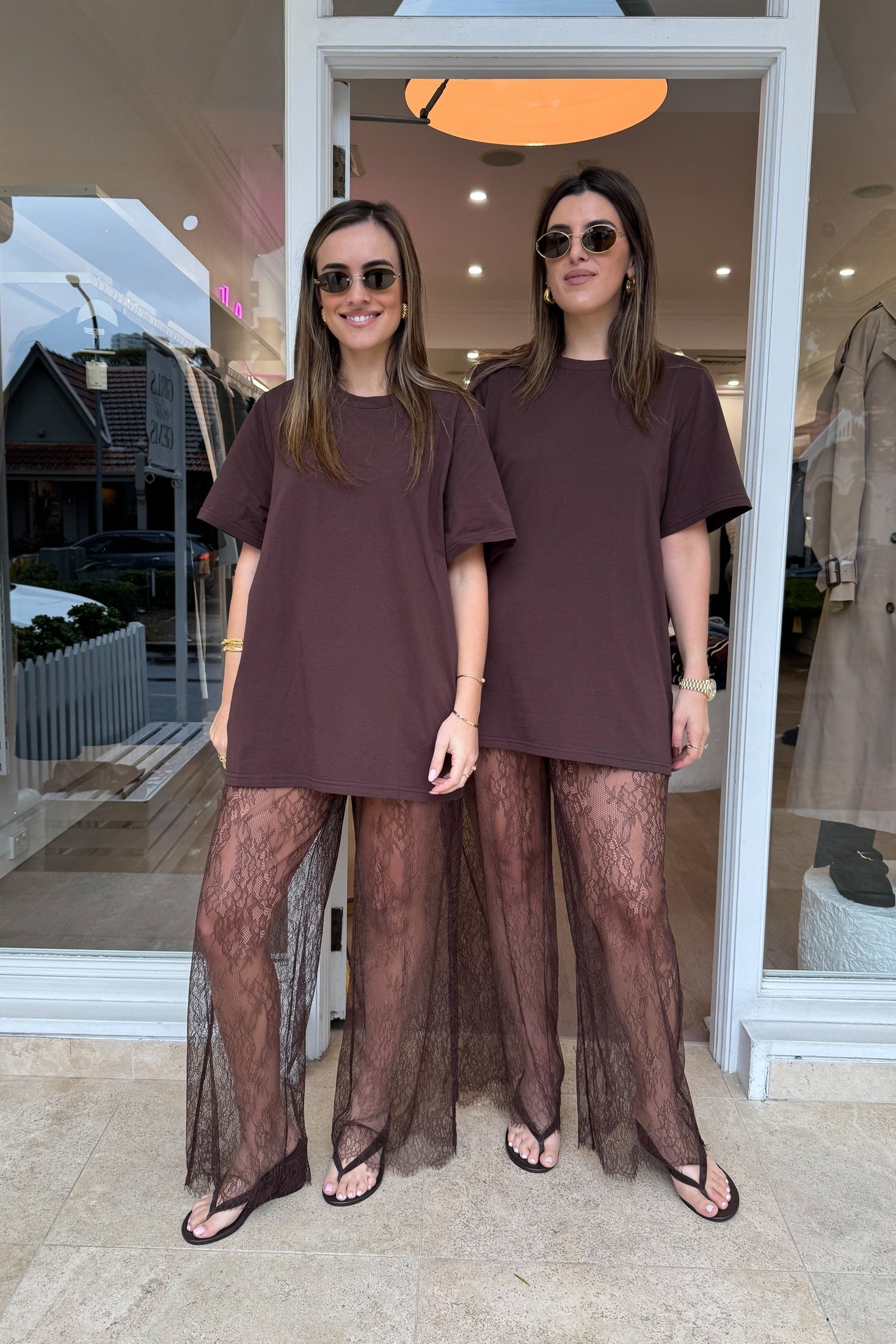 Lia Tee Chocolate by Sneaky Link, oversized cotton tee with boxy fit and short sleeves, perfect for layering or laid-back styling. (124 characters)
