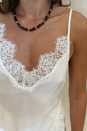Lilah Lace Trim Top Ivory