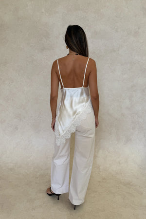 Lilah Lace Trim Top Ivory